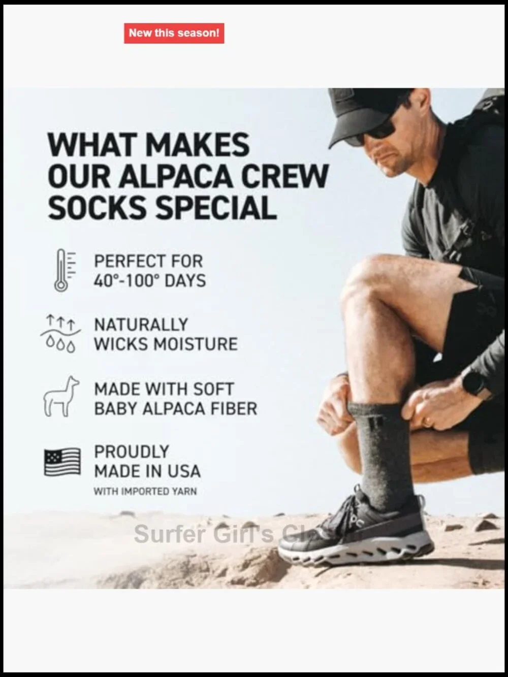 Moisture Wicking Alpaca Crew Socks for Hiking Running Temperature Regulating
